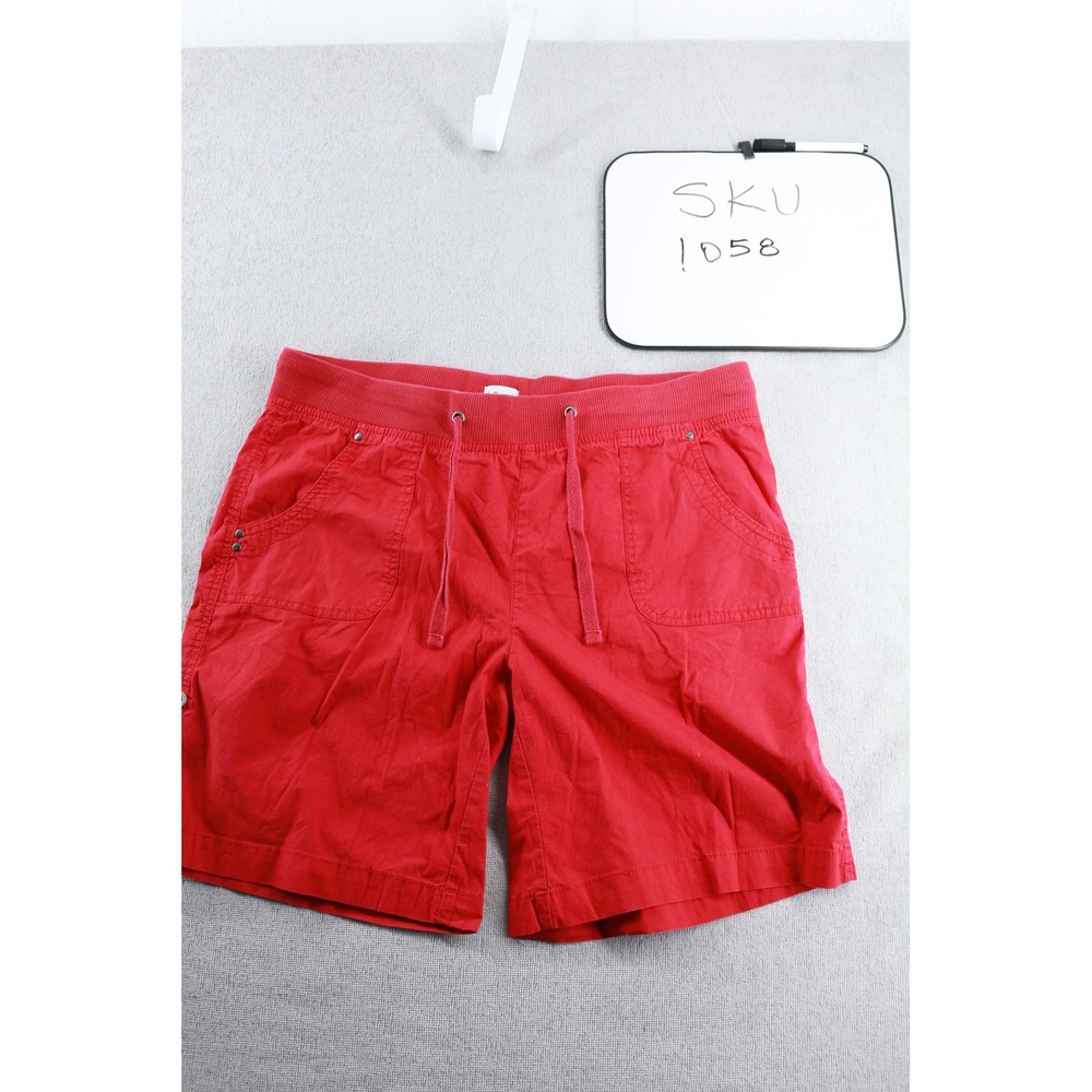 Dash Shorts Womens L Red Pull On Cotton Blend Drawstring Casual Ribbed Waistband